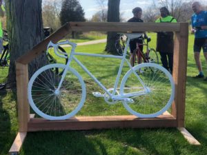 A ghost bike on display