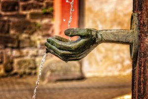 A fountain trickling